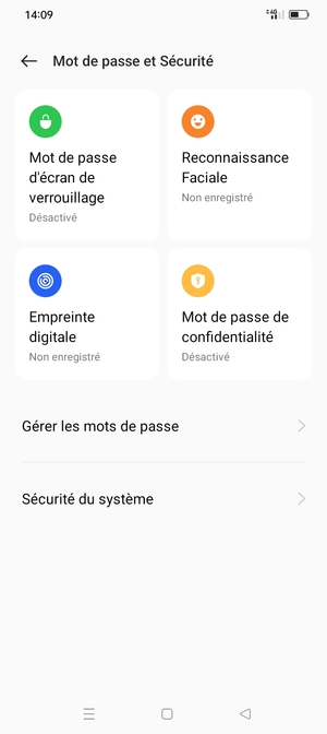 Sélectionnez Sécurité du système