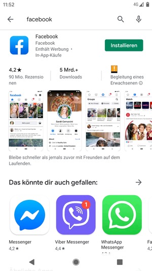 Wählen Sie die App