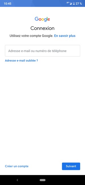 Saisissez votre adresse Gmail et sélectionnez Suivant