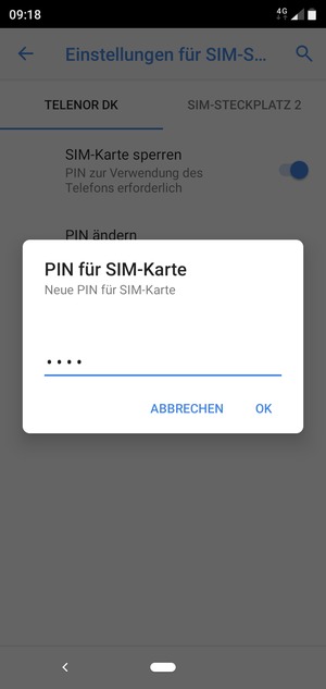 Geben Sie Ihre Neue PIN der SIM-Karte ein und wählen Sie OK