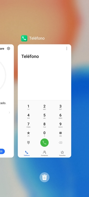 Seleccione el icono Eliminar para cerrar todas las aplicaciones en ejecución
