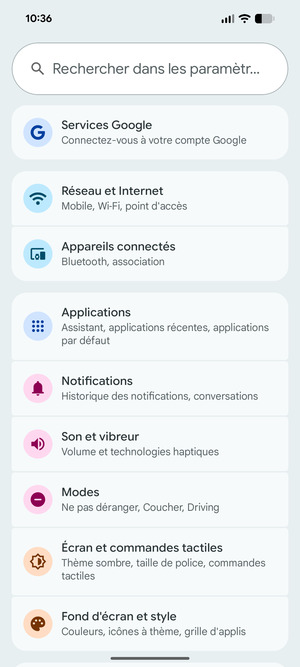 Sélectionnez Réseau et Internet