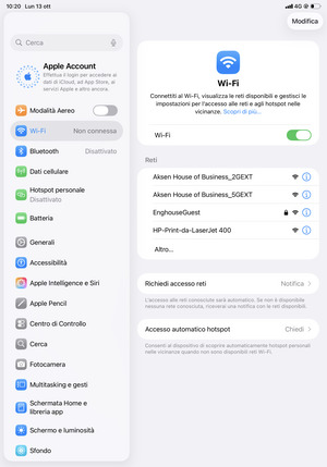 Seleziona la rete wireless a cui desideri connetterti