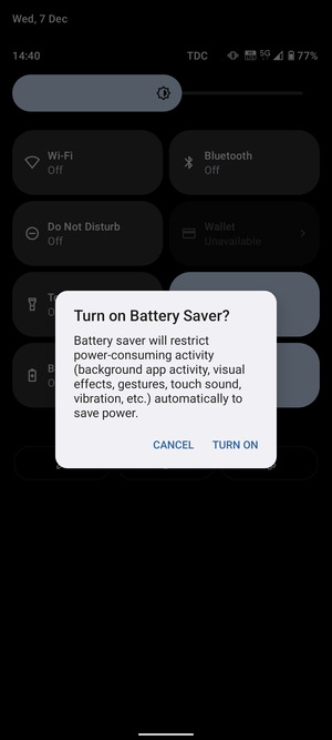 Select TURN ON