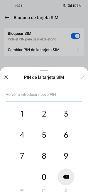 Confirme su nuevo PIN de tarjeta SIM y seleccione Aceptar