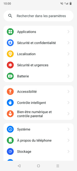 Faites défiler et sélectionnez Sécurité et confidentialité