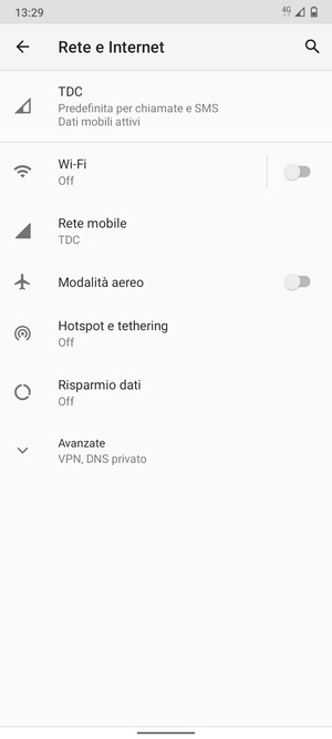 Seleziona Rete mobile