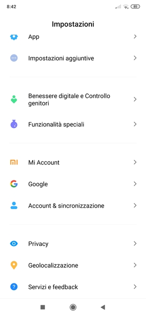 Torna al menu Impostazioni e seleziona Account & sincronizzazione