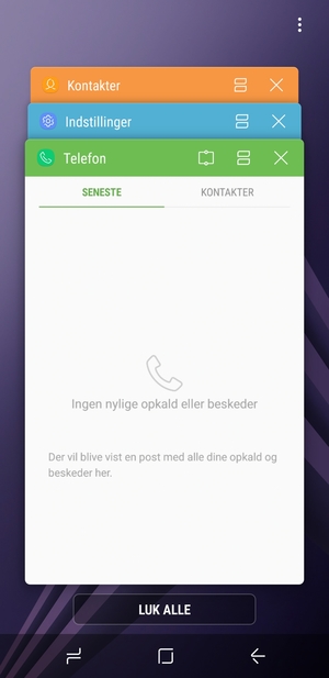 Vælg LUK ALLE
