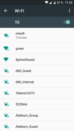 Du er nu tilsluttet Wi-Fi netværket