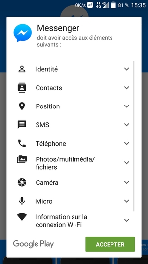 Sélectionnez ACCEPTER