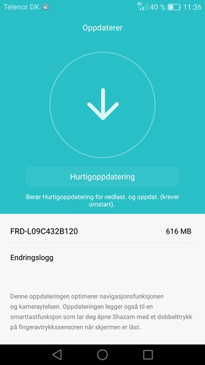 Hvis telefonen din ikke er oppdatert, velg Download