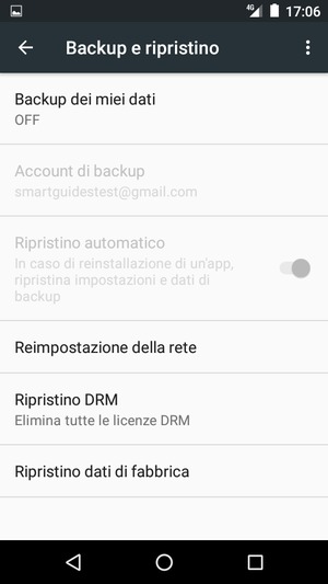 Seleziona Backup dei miei dati