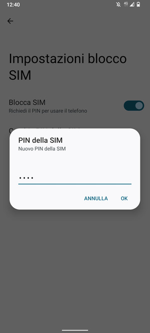 Inserisci Nuovo PIN della SIM e seleziona OK