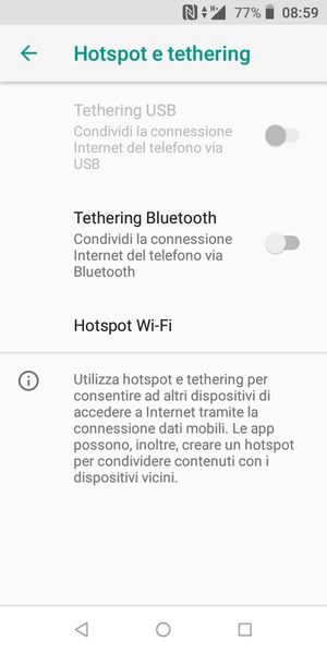 Seleziona Hotspot Wi-Fi