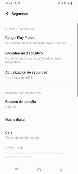 Seleccione Bloqueo de pantalla