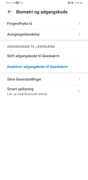 Din telefon er nu sikret med en skærmlås