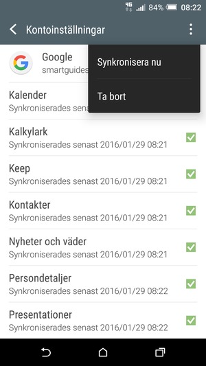 Välj Synkronisera nu
