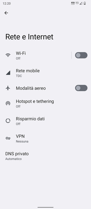 Seleziona Wi-Fi