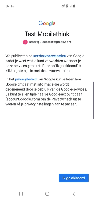 Selecteer Ik ga akkoord