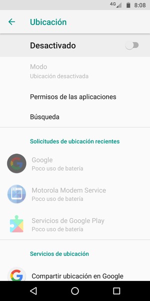 Desactive Ubicación