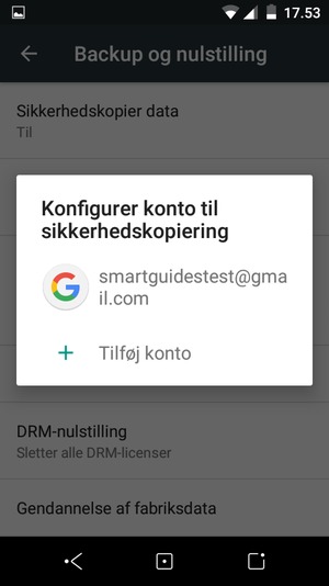 Vælg din sikkerhedskopi-konto