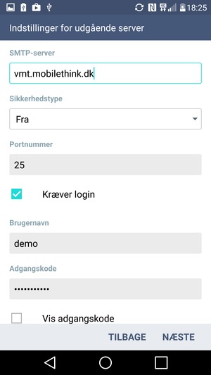 Indtast udgående serveradresse
