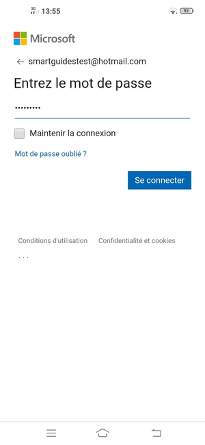 Saisissez votre mot de passe et sélectionnez Se connecter