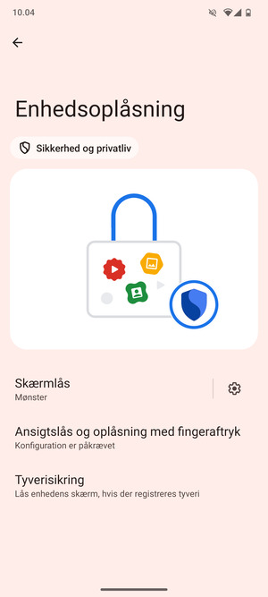 Din telefon er nu sikret med en skærmlås