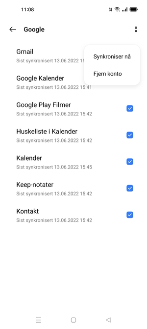 Velg Synkroniser nå