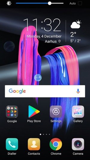 Slide down the top menu