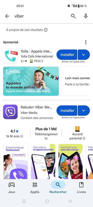 Sélectionnez l'appli