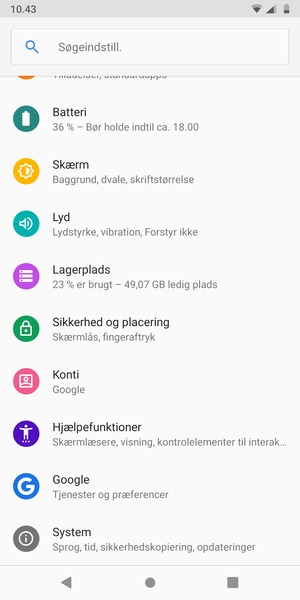 Scroll til og vælg System