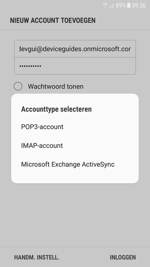 Selecteer Microsoft Exchange ActiveSync