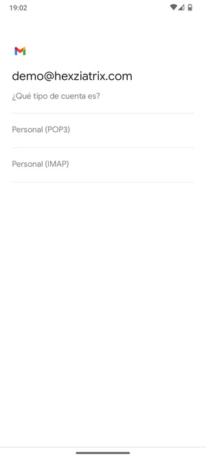 Seleccione Personal (POP3) o Personal (IMAP)