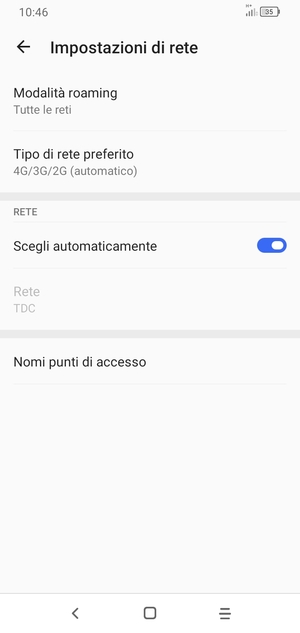 Seleziona Modalità roaming