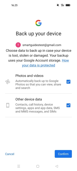 Select your preferred options and select Confirm