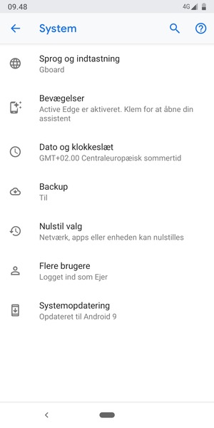 Vælg Systemopdatering