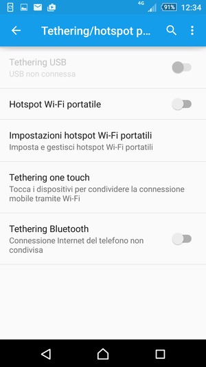 Seleziona Impostazioni hotspot Wi-Fi portatili
