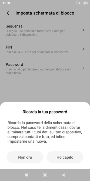 Seleziona Ho capito