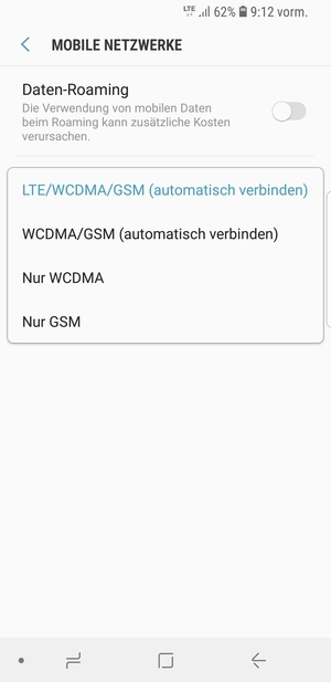 Wählen Sie Nur GSM, um 2G zu aktivieren