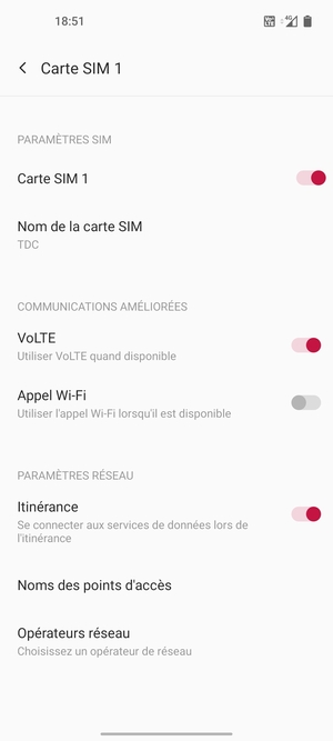 Activer ou désactiver Itinérance