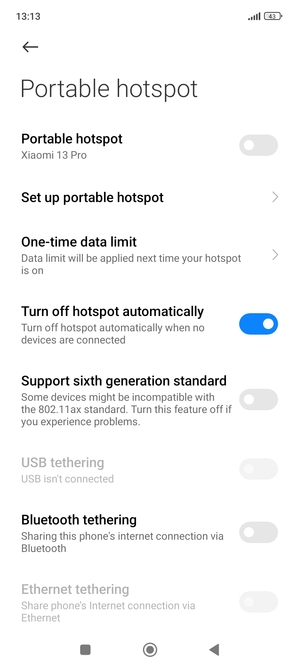 Select Set up portable hotspot
