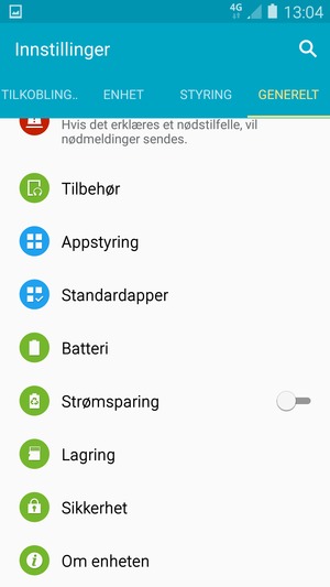 Bla til og velg Sikkerhet
