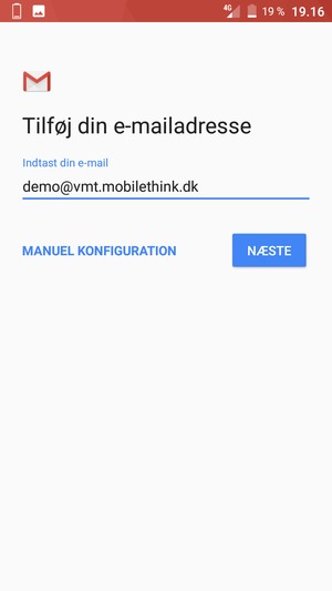 Indtast din e-mailadresse og vælg NÆSTE