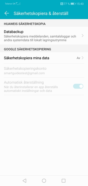 Välj Säkerhetskopiera mina data
