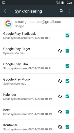 Dine oplysninger vil blive synkroniseret