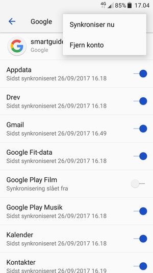 Vælg Synkroniser nu