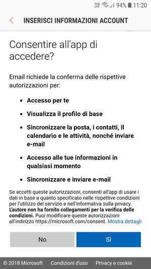Seleziona Sì