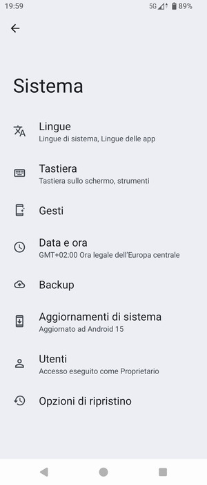 Seleziona Backup